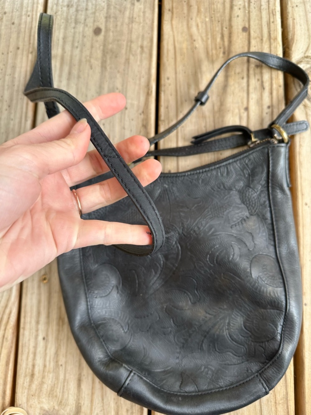 Vintage Y2K Lucky Brand leather bohemian crossbody bag black - Picture 4 of 6
